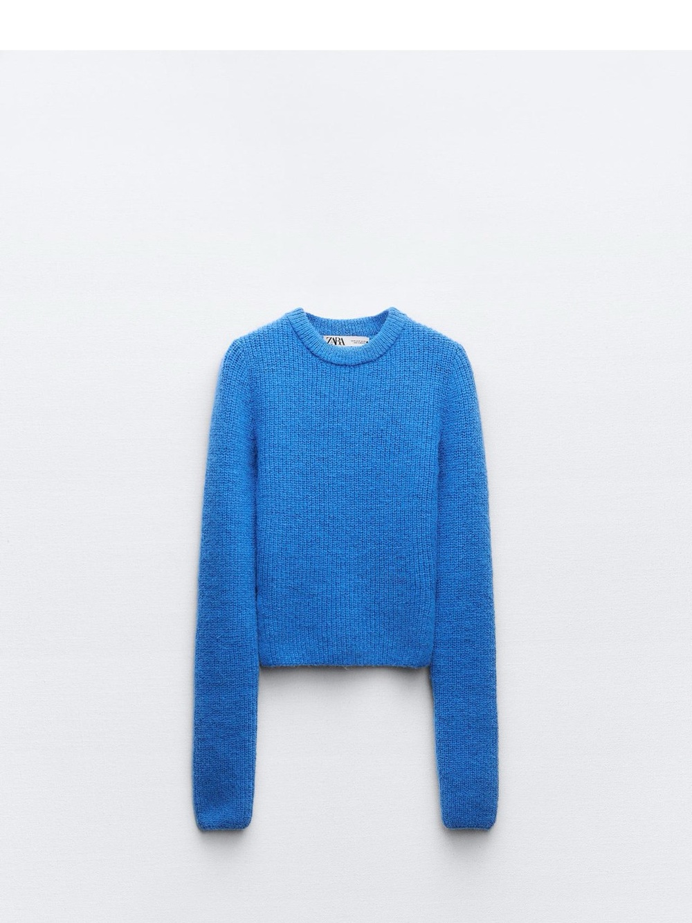 Zara Bright Blue Knit Crewneck Sweater